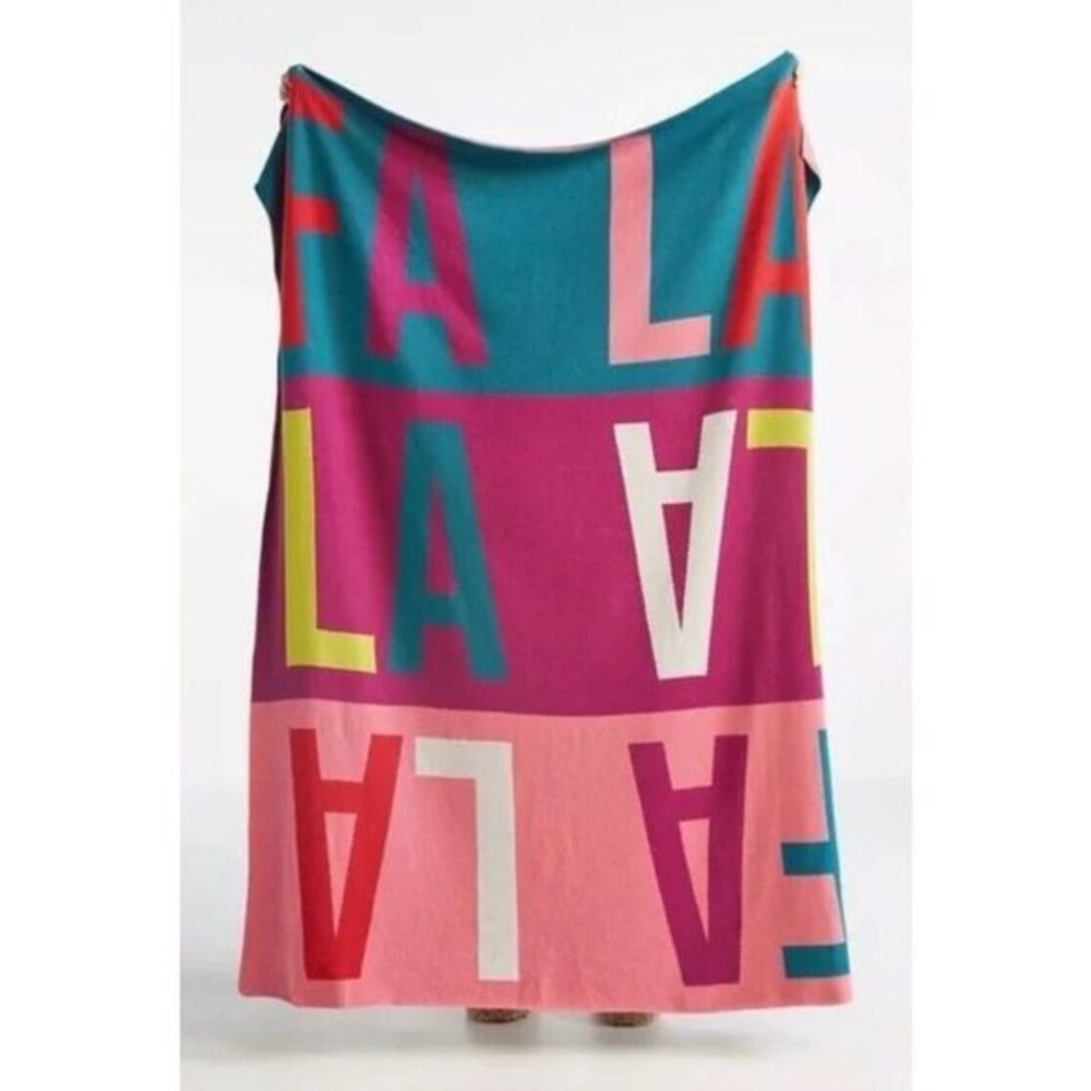 Anthropologie “Fa La La” Multi-color Holiday Throw 🎄